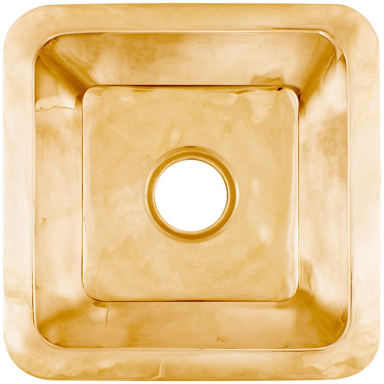 Linkasink CS008 PB Smooth Large Square 3.5" drain opening - Polished Unlacquered Brass