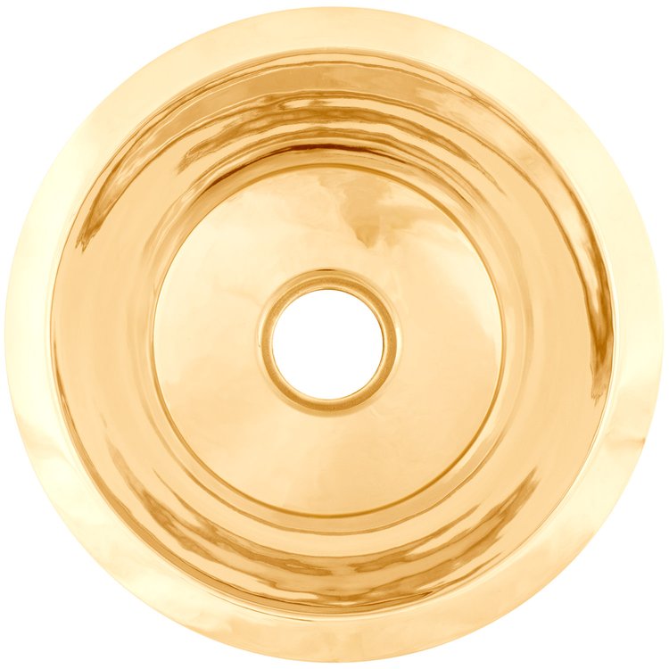 Linkasink CS017 PB Smooth Small Round Flat Bottom Bar/Utility, 3.5" drain opening - Polished Unlacquered Brass