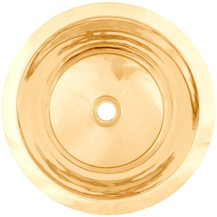 Linkasink CS018 PB Smooth Large Round Flat Bottom Bar/Utility, 2" drain opening - Polished Unlacquered Brass