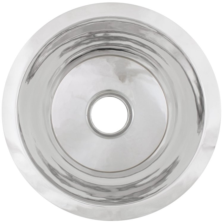 Linkasink CS019 PS Smooth Large Round Flat Bottom Bar/Utility, 3.5" drain opening - Polished Stainless Steel