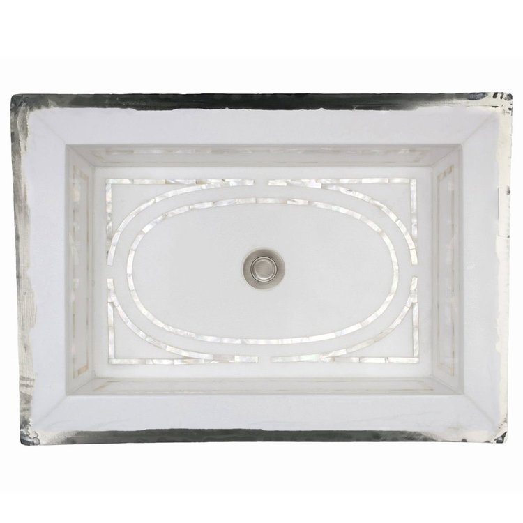 Linkasink MI04 W Graphic Mother of Pearl Inlay - Undermount - White Marble