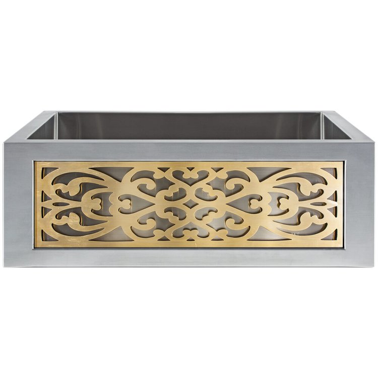 Linkasink PNL105 UB Panel - Filigree - Unlacquered Brass - Satin Unlacquered Brass