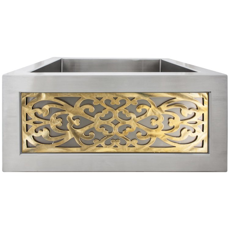 Linkasink PNLS105 UB Panel Small - Filigree - Satin Unlacquered Brass - Satin Unlacquered Brass