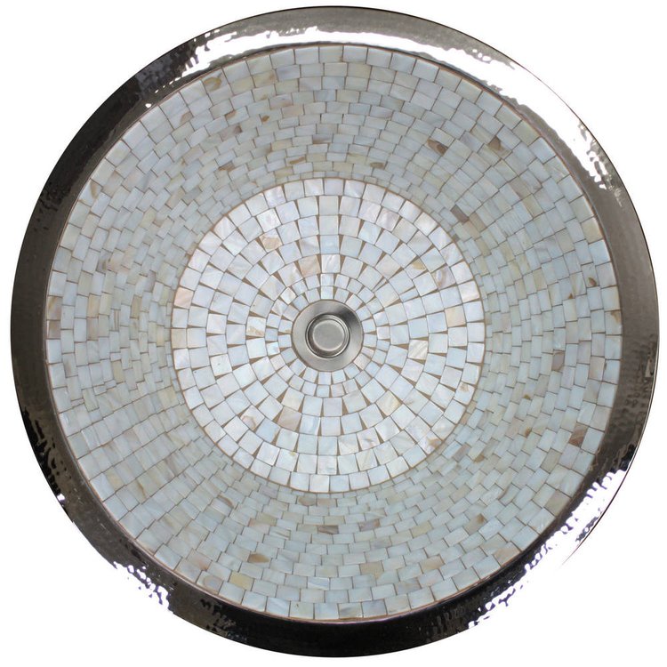 Linkasink V001 PN Round Flat Bottom Mosaic Small - Polished Nickel - Polished Nickel