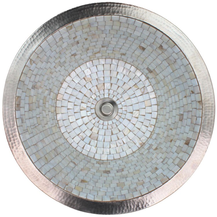 Linkasink V001 SN Round Flat Bottom Mosaic Small - Satin Nickel - Satin Nickel