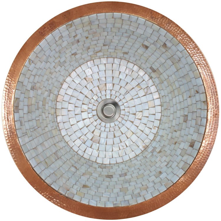 Linkasink V001 UM Round Flat Bottom Mosaic Small - Undermount - Unfinished Copper Rim