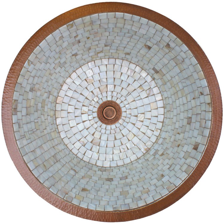 Linkasink V001 WC Round Flat Bottom Mosaic Small - Weathered Copper - Weathered Copper