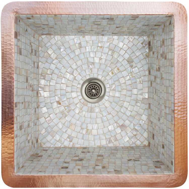 Linkasink V008 UM Square Mosaics Sink Dark Bronze - Undermount - Unfinished Copper Rim