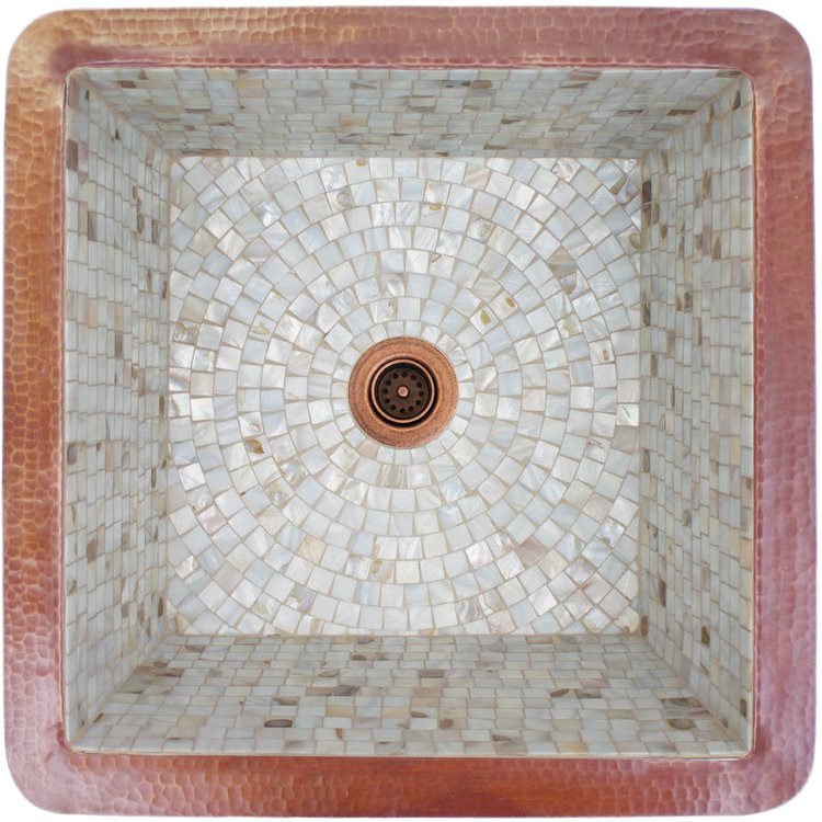 Linkasink V008 WC Square Mosaics Sink - Weathered Copper - Weathered Copper