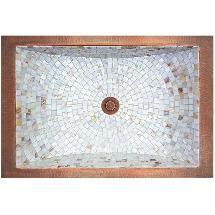 Linkasink V016 WC Rectangular Crescent Mosaic Sink - Weathered Copper - Weathered Copper