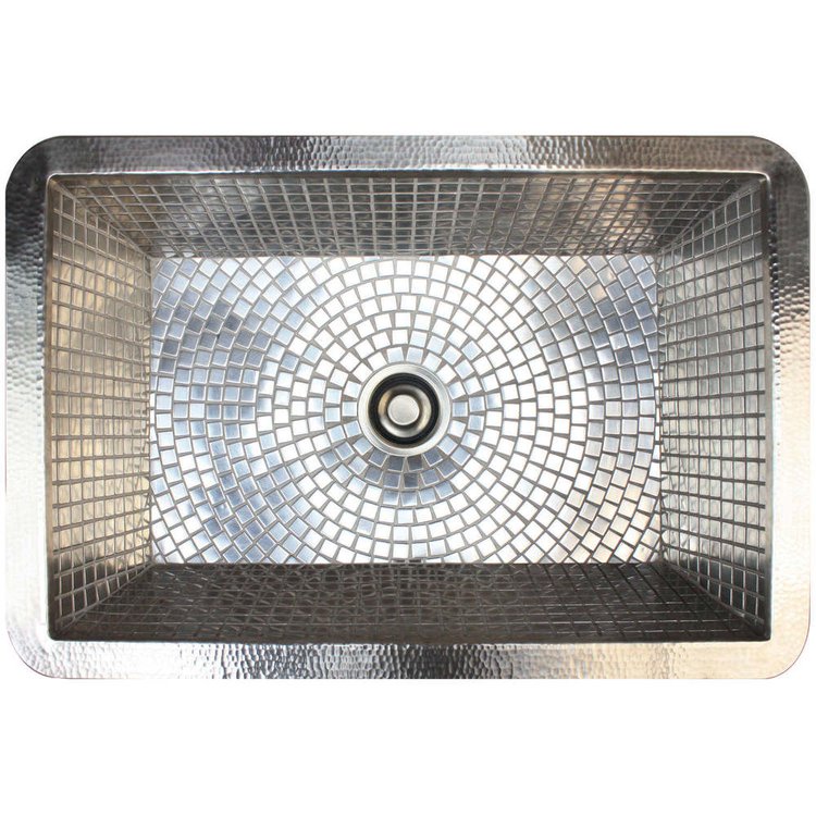 Linkasink V031 SS Drop-In Kitchen Sink Satin Nickel w/ Stainless Steel Mosaic Tile Interior - Satin Nickel