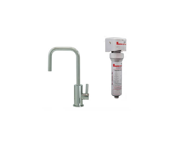 Mountain Plumbing MT1833FIL-NL/PVDBRN Point-of-Use Drinking Faucet with Contemporary Round Body & Handle (90° Spout) & Mountain Pure Water Filtration System - PVD Brushed Nickel