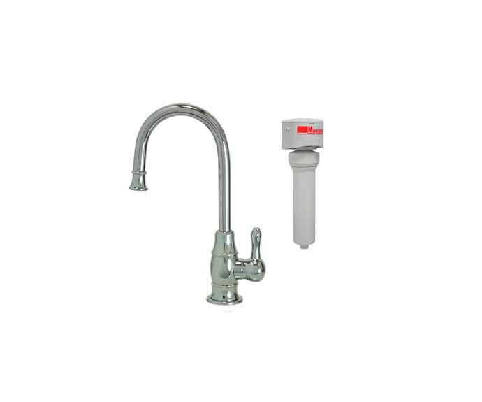 Mountain Plumbing MT1853FIL-NL/SC Point-of-Use Drinking Faucet with Traditional Curved Body & Curved Handle & Mountain Pure Water Filtration System - Satin Chrome