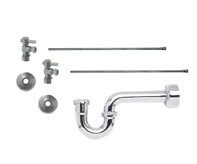 Mountain Plumbing MT5432-NL/PN Lavatory Supply Kit w/ 1-1/2″ P-Trap – Angle – Mini Lever Handle with 1/4 Turn Ball Valve – Lead Free - Polished Nickel