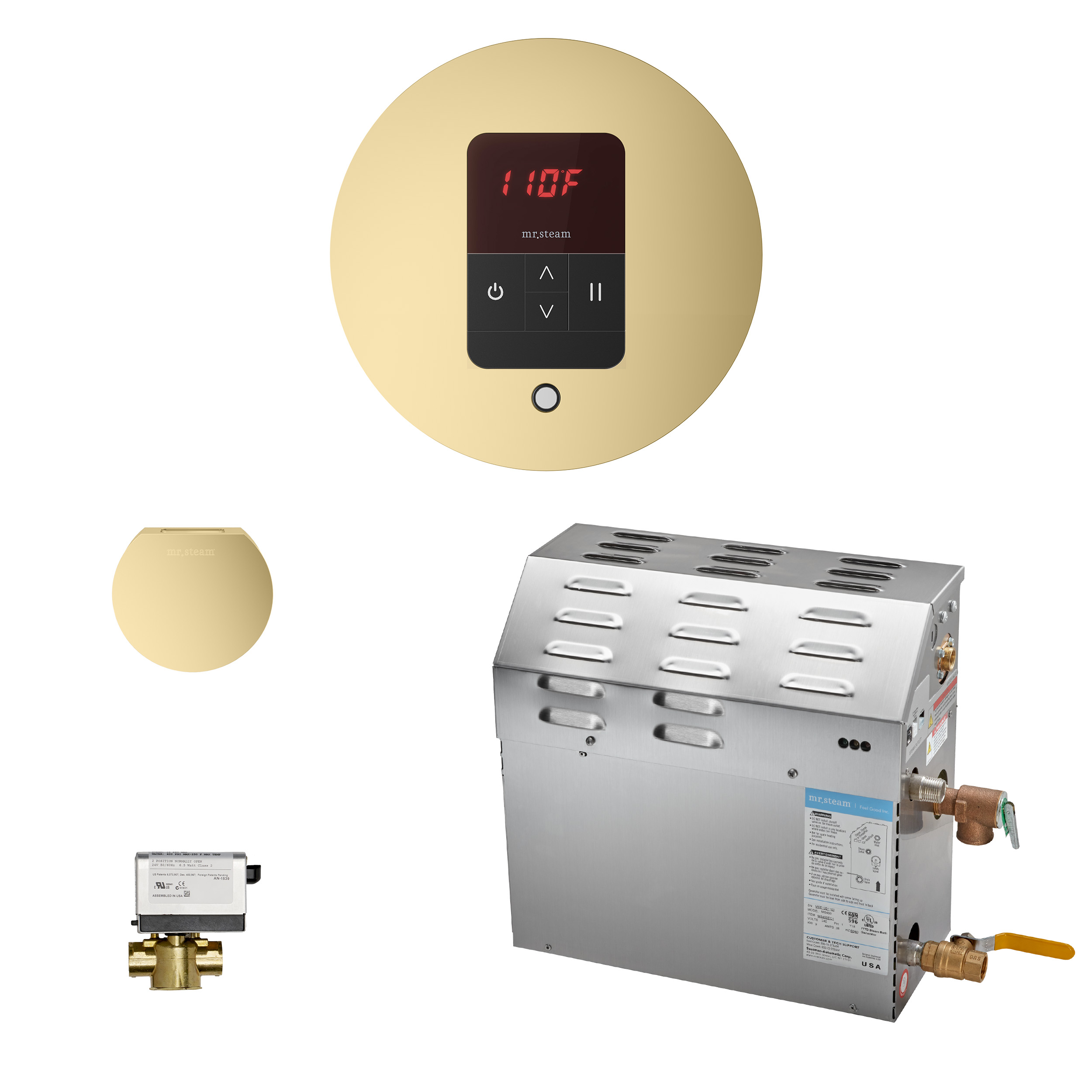 Mr Steam 225C1ATRDSB MS225EC1 7.MS90EC1 5kW Steam Generator with iTempo AutoFlush Round Package in Satin Brass