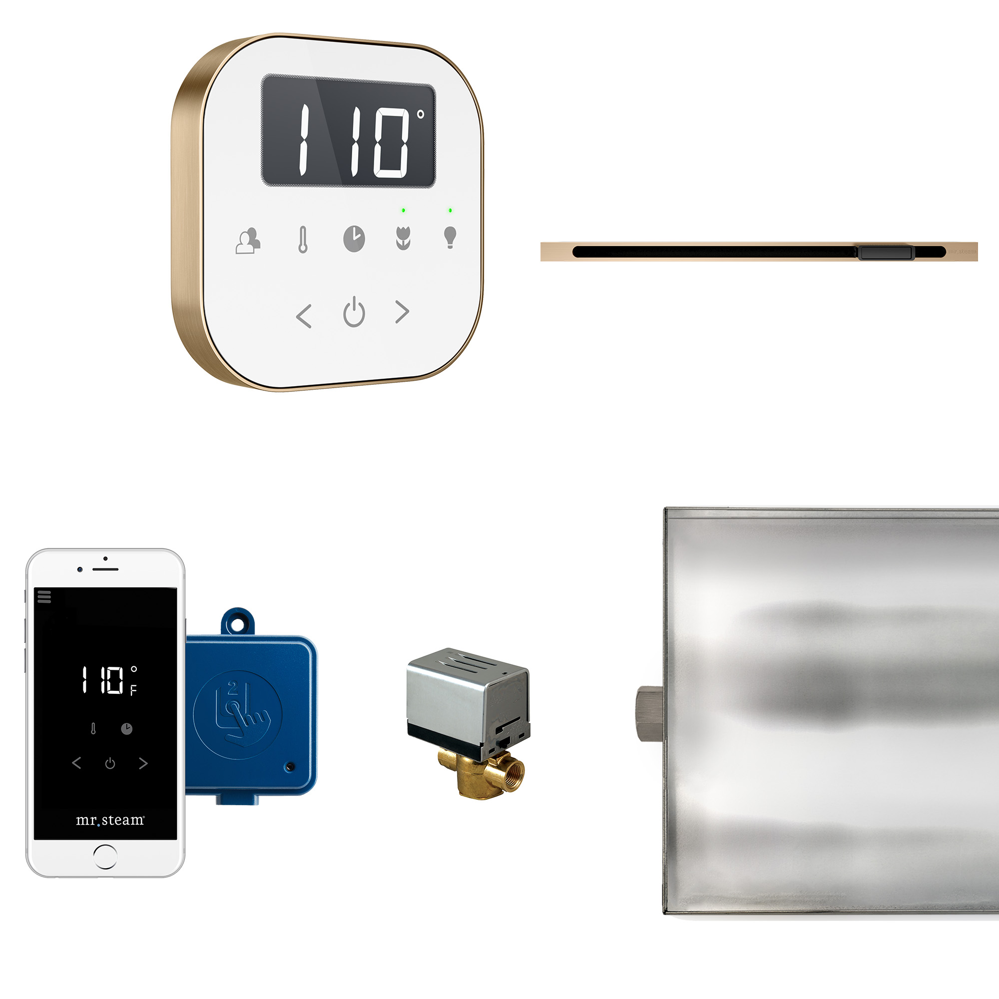 Mr Steam ABTLRLWHBB AirButler Linear Steam Generator Control Kit / Package in White Brushed Bronze