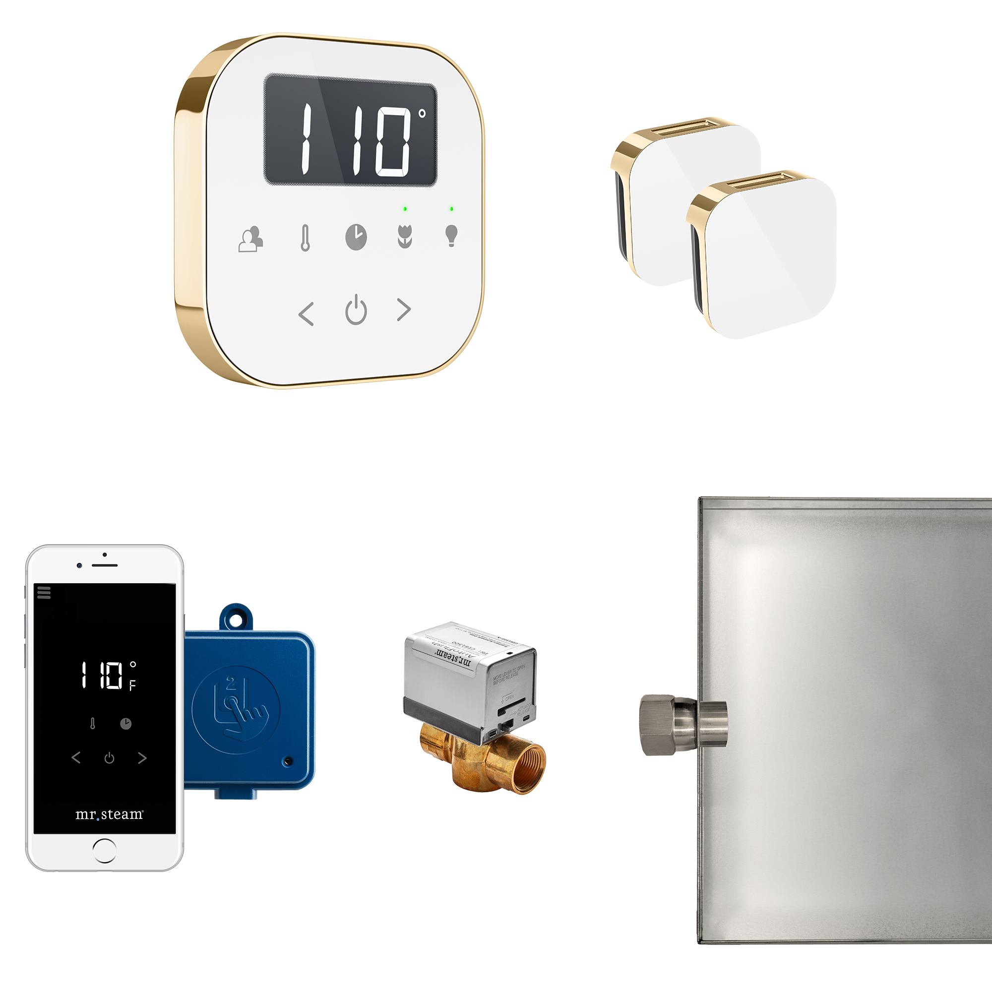 Mr Steam ABUTLERXW-PB AirButler Max Steam Generator Control Kit / Package in White Polished Brass