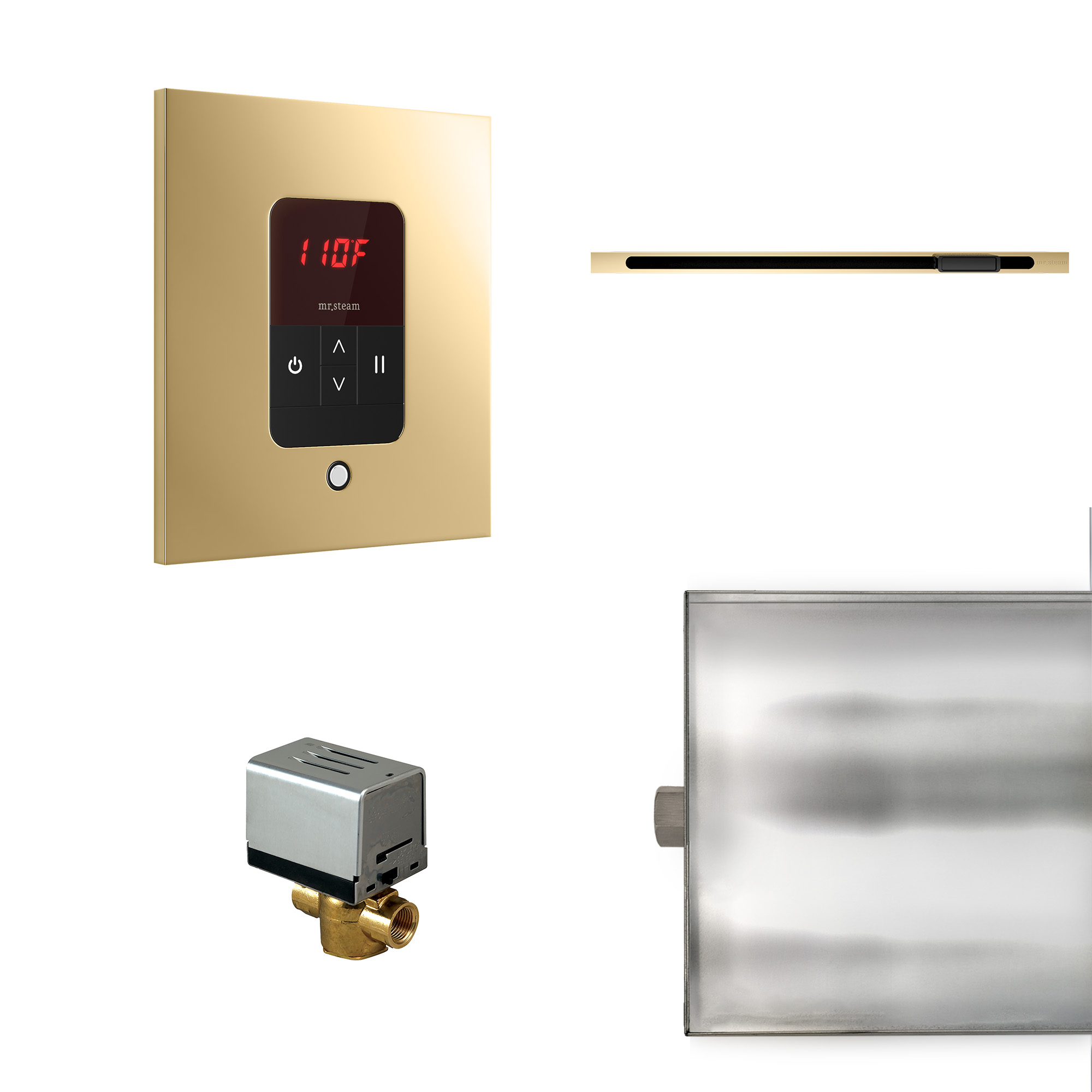 Mr Steam BBUTLERLSPB Basic Butler Linear Steam Generator Control Kit / Package in Square Polished Brass