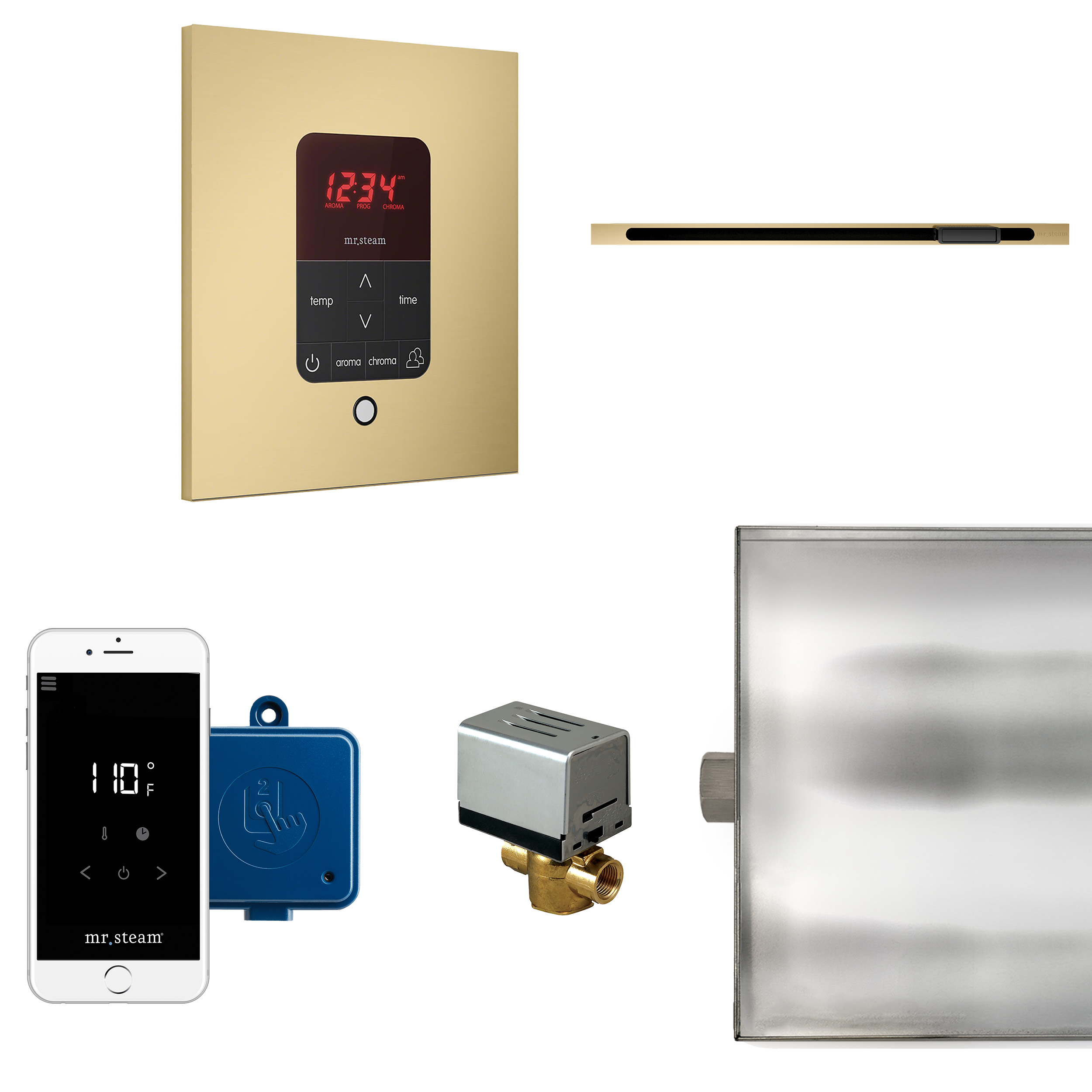 Mr Steam BTLRL1SSB Butler Linear Steam Generator Control Kit / Package in Square Satin Brass