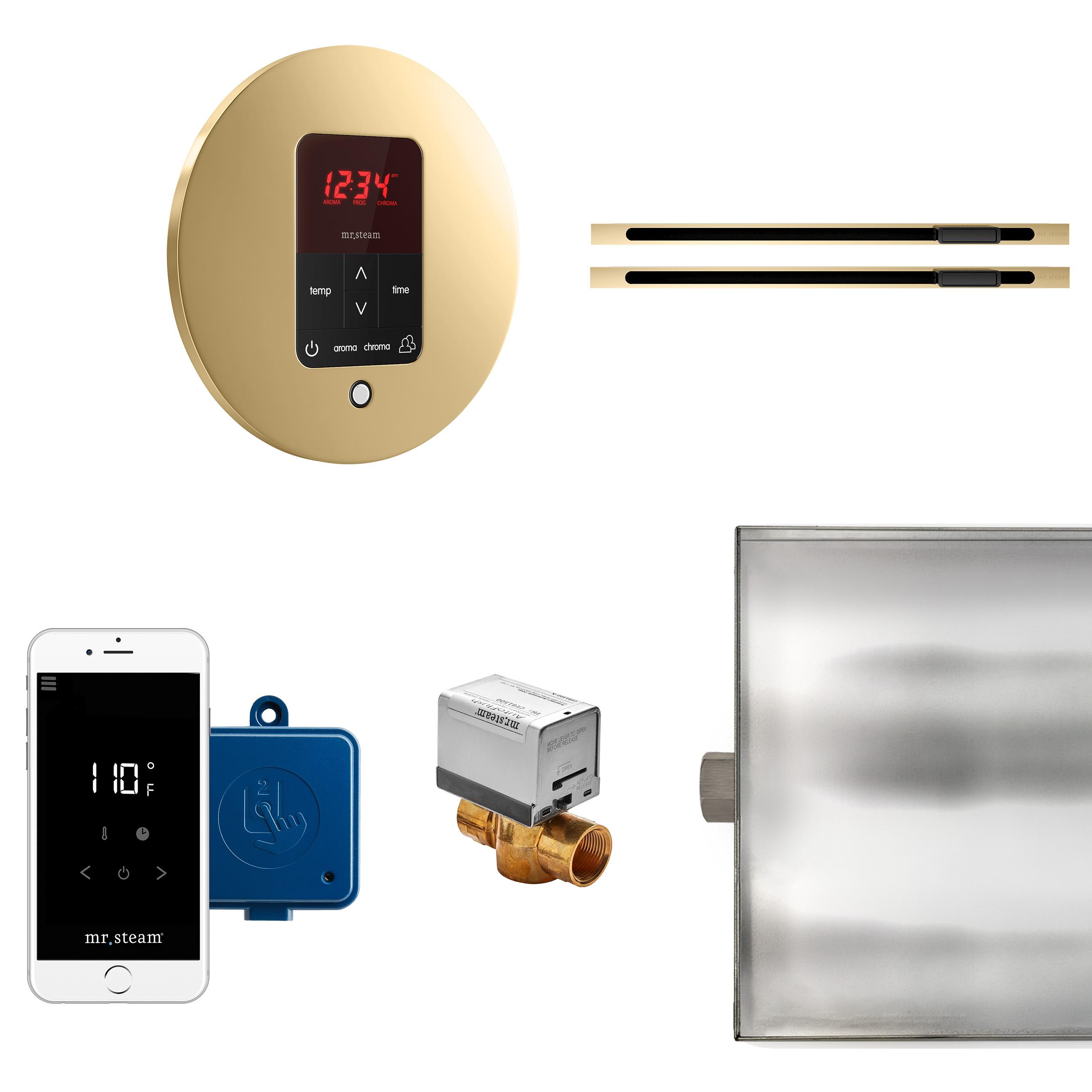 Mr Steam BTLRLXRPB Butler Max Linear Steam Generator Control Kit / Package in Round Polished Brass