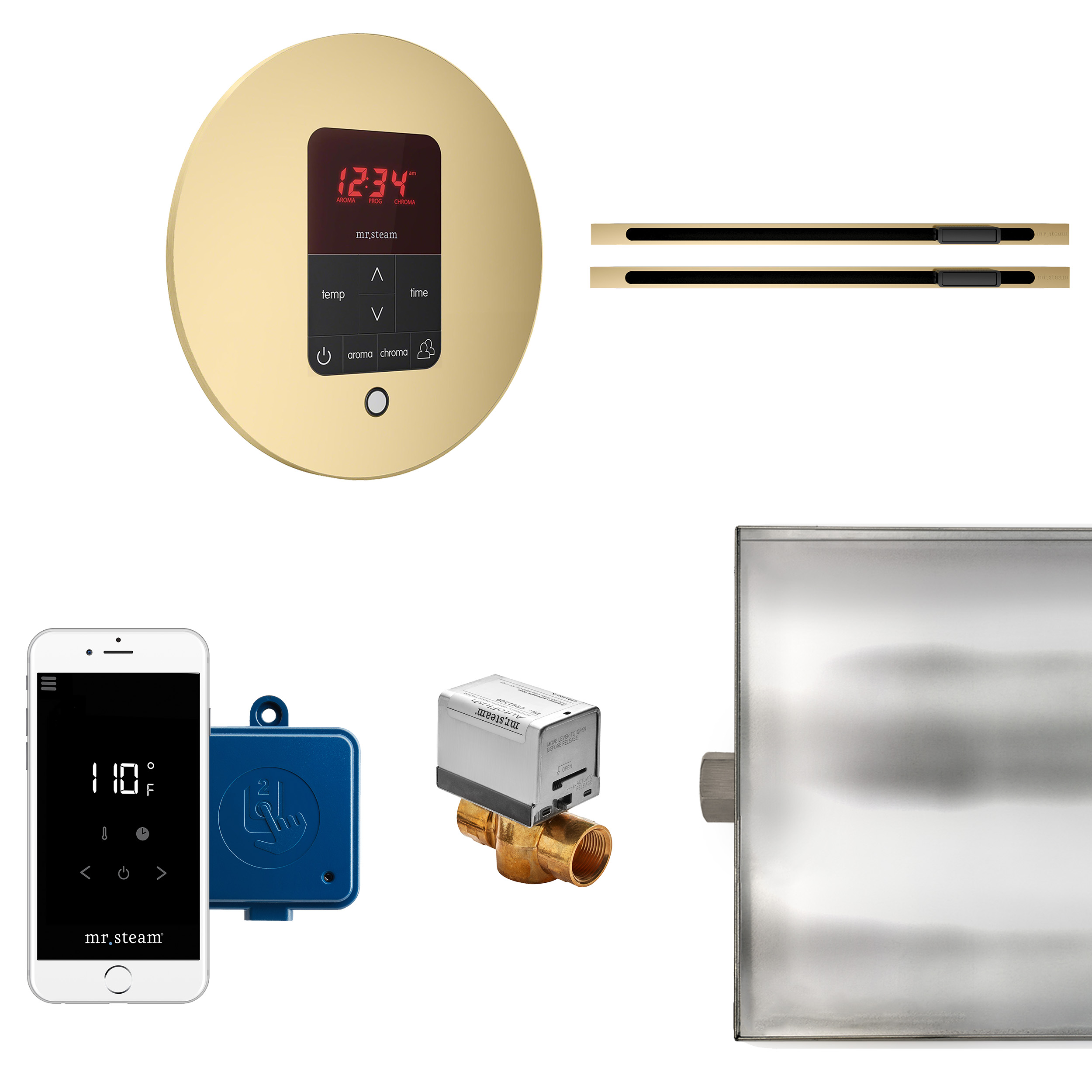 Mr Steam BTLRLXRSB Butler Max Linear Steam Generator Control Kit / Package in Round Satin Brass