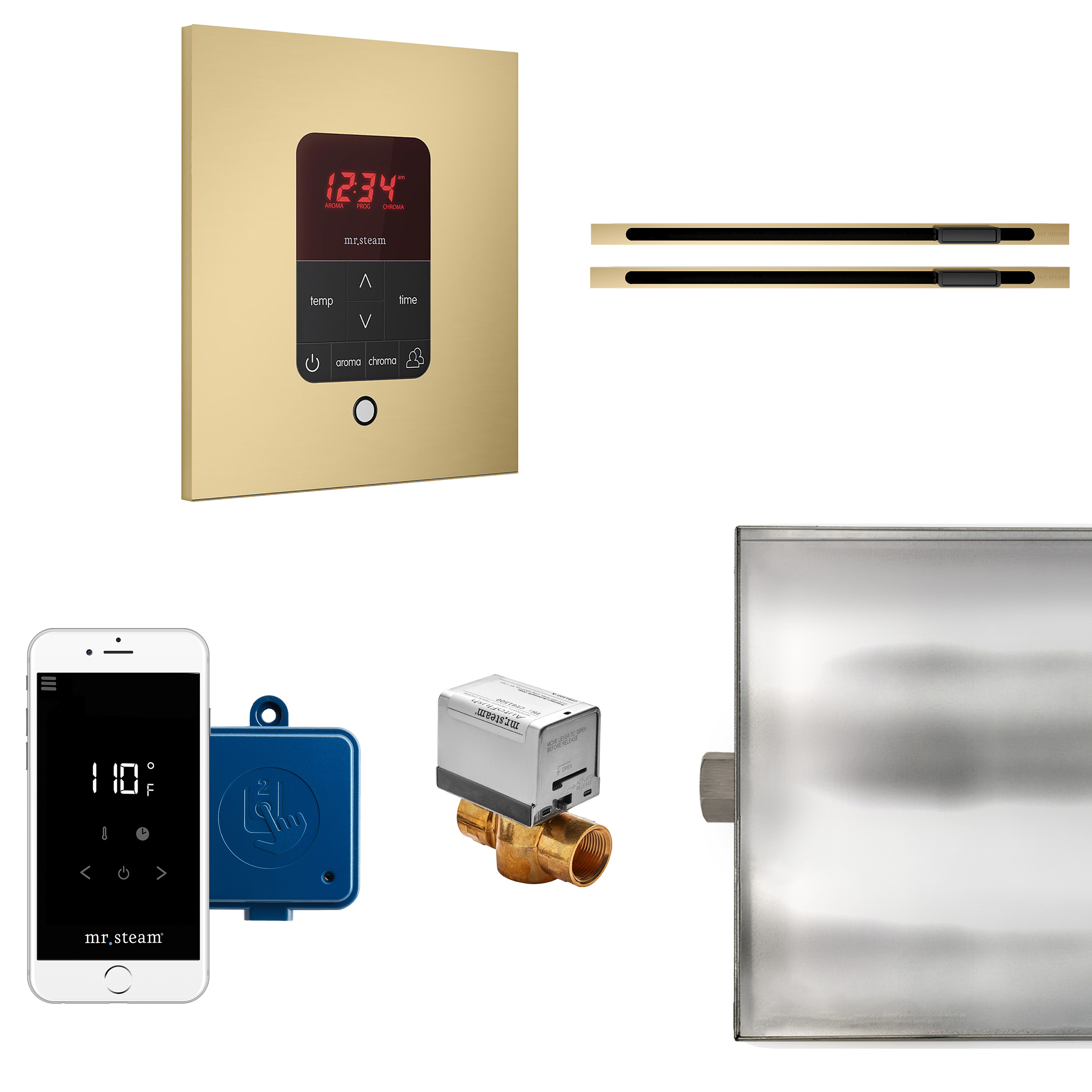 Mr Steam BTLRLXSSB Butler Max Linear Steam Generator Control Kit / Package in Square Satin Brass