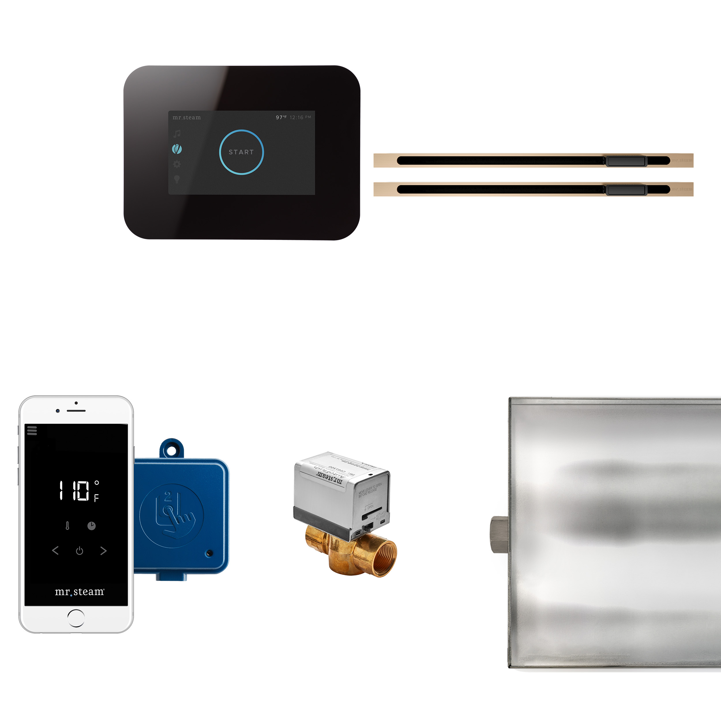 Mr Steam I3BTLRLXBK-BB iButler Max Brushed Bronze Linear Steam Generator Control Kit / Package in Black