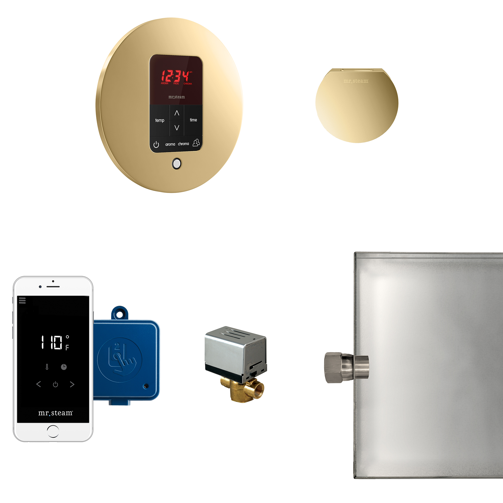 Mr Steam MSBUTLER1RD-PB Butler Steam Generator Control Kit / Package in Round Polished Brass