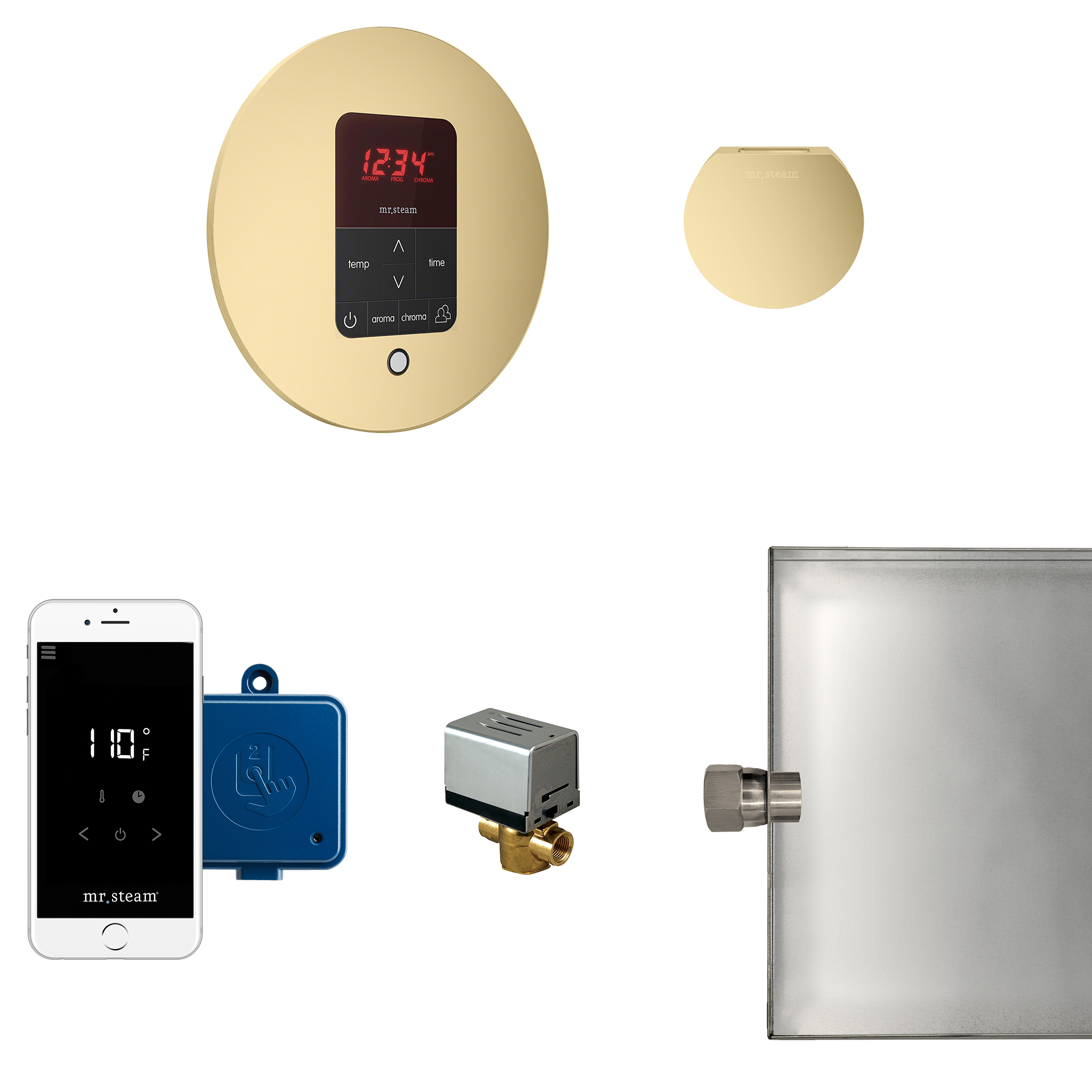 Mr Steam MSBUTLER1RD-SB Butler Steam Generator Control Kit / Package in Round Satin Brass