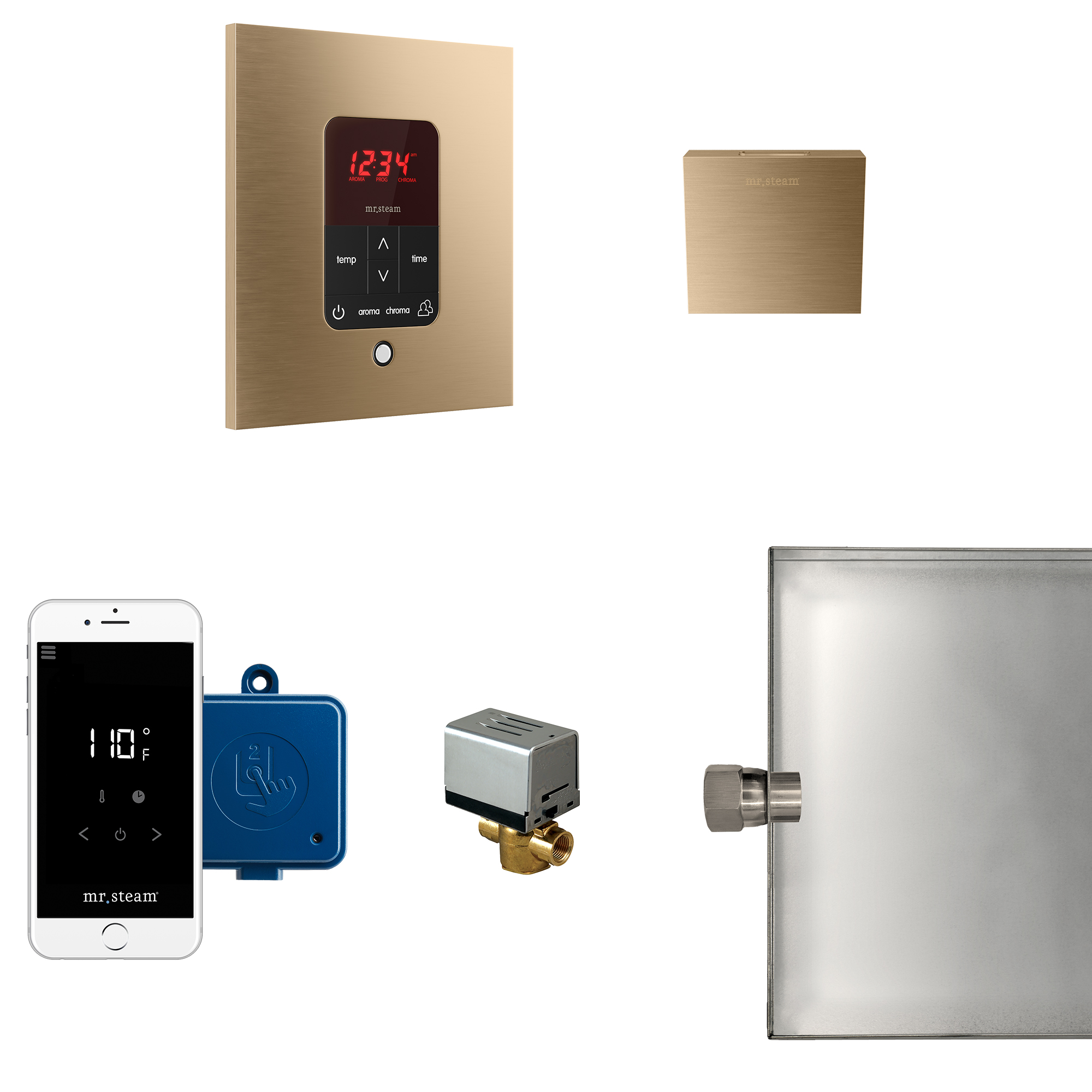 Mr Steam MSBUTLER1SQ-BB Butler Steam Generator Control Kit / Package in Square Brushed Bronze