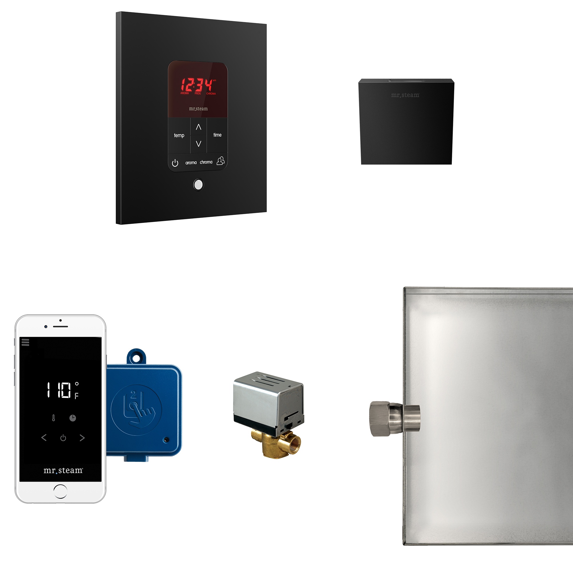 Mr Steam MSBUTLER1SQ-MB Butler Steam Generator Control Kit / Package in Square Matte Black