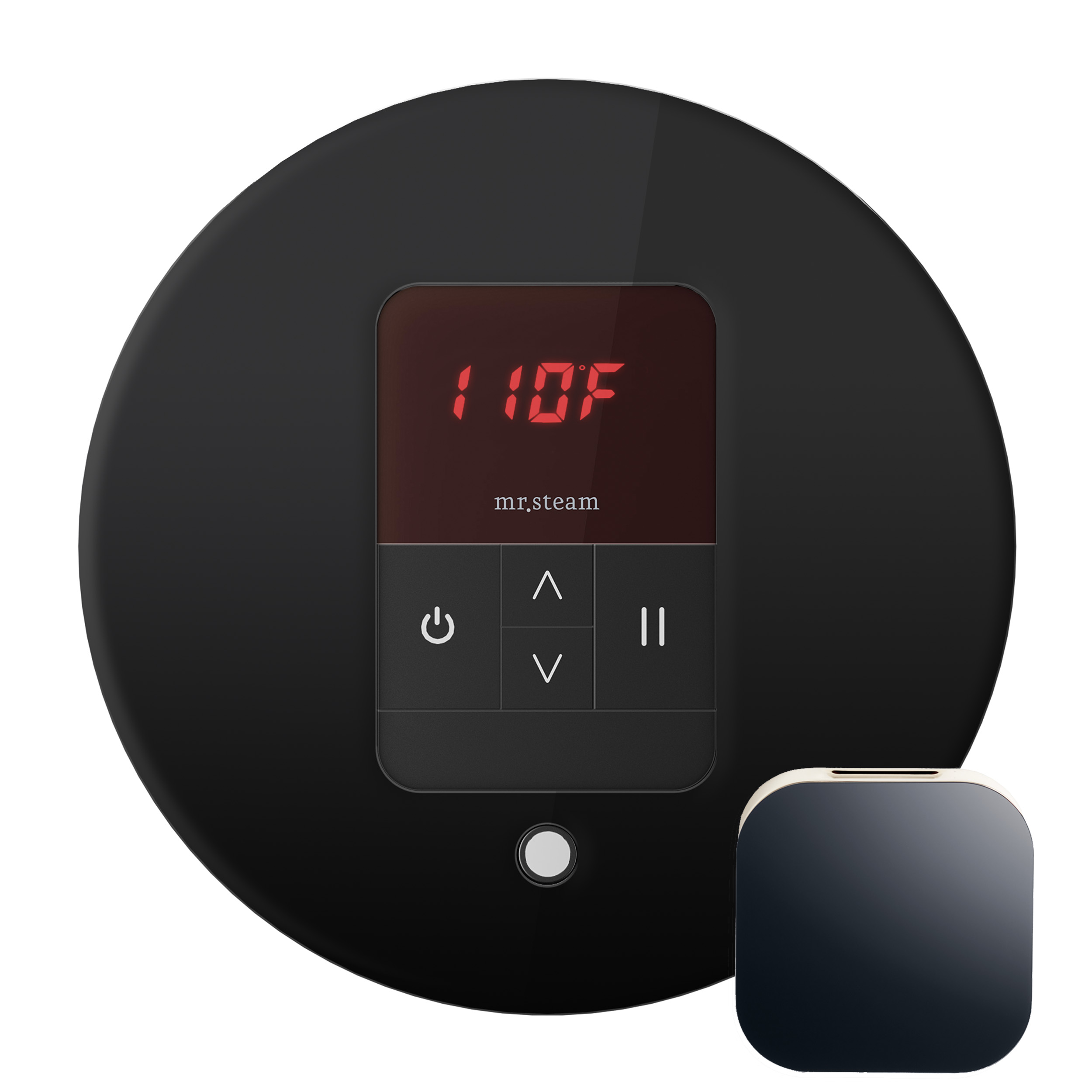 Mr Steam MSITEMPORD-BK iTempo Round Steam Shower Control in Black with Polished Chrome Bezel