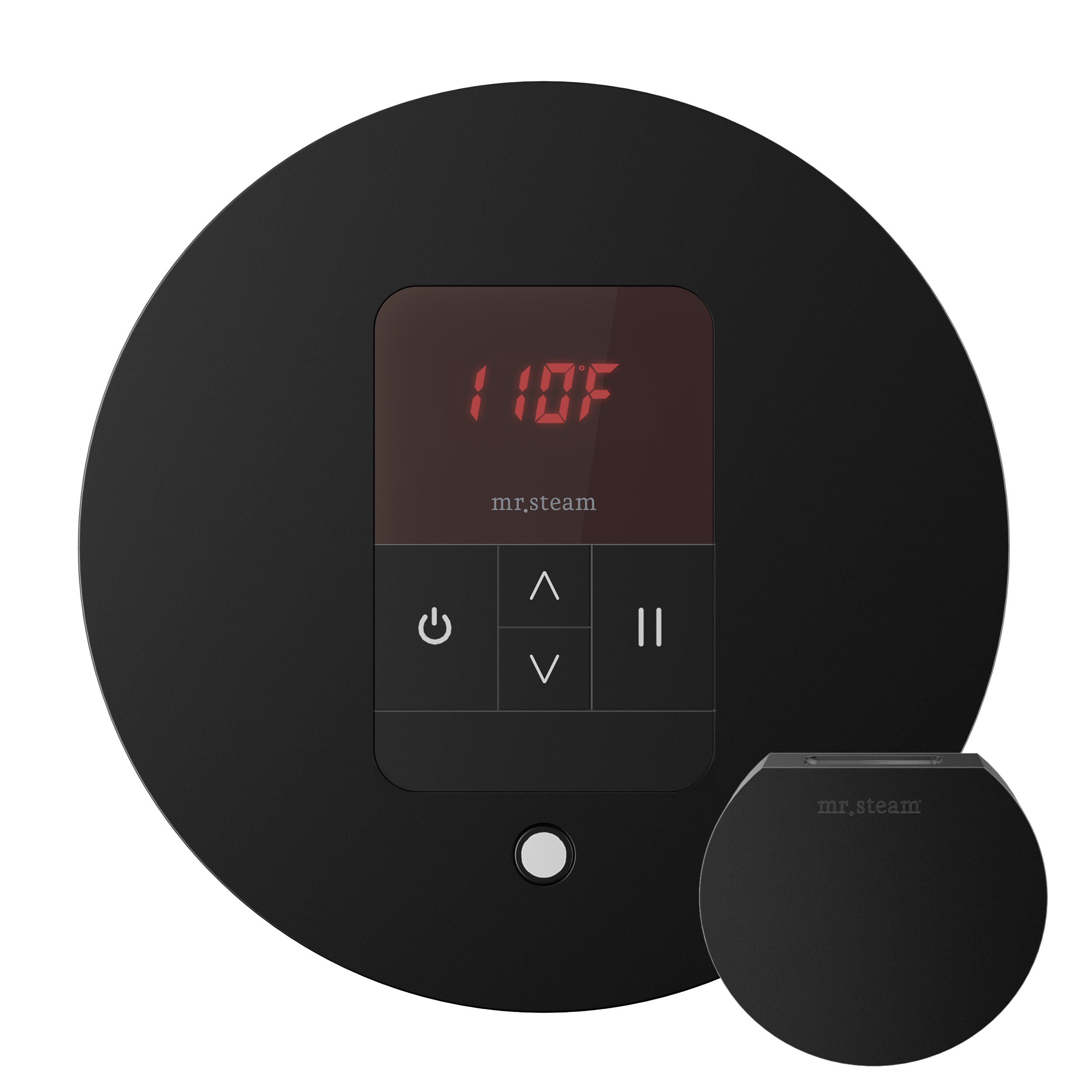 Mr Steam MSITEMPORD-MB iTempo Round Steam Shower Control in Matte Black with Polished Chrome Bezel