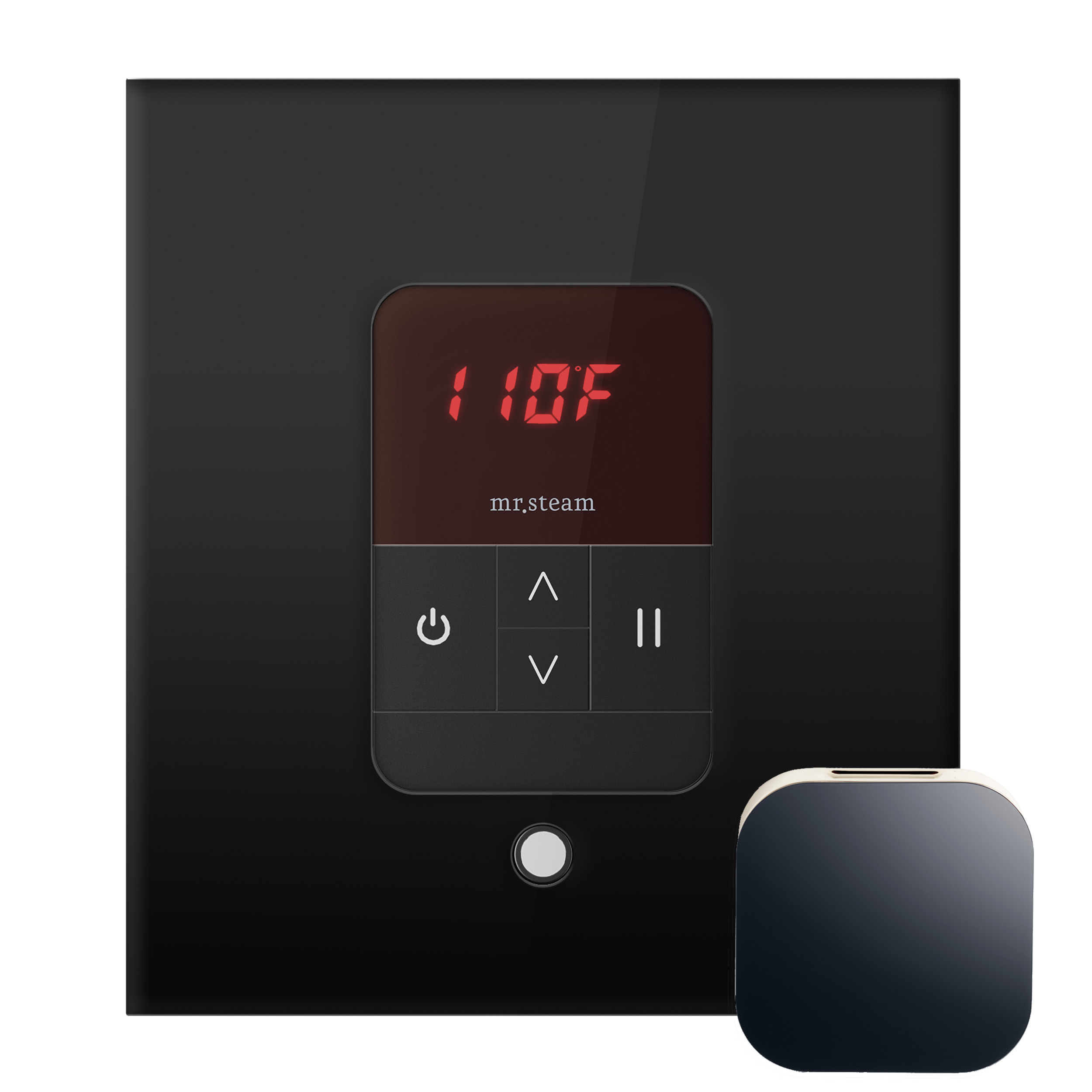 Mr Steam MSITEMPOSQ-BK iTempo Square Steam Shower Control in Black with Polished Chrome Bezel