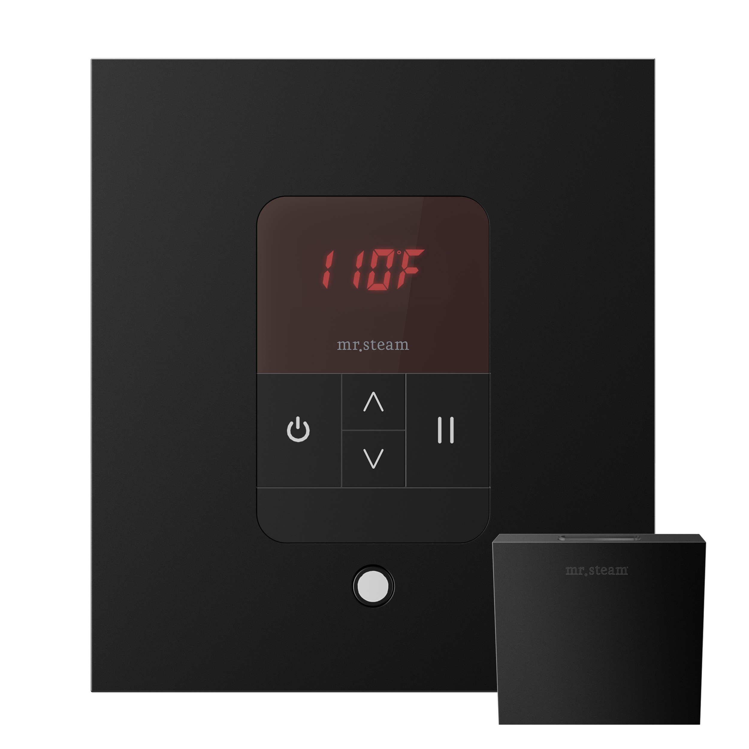 Mr Steam MSITEMPOSQ-MB iTempo Square Steam Shower Control in Matte Black with Polished Chrome Bezel