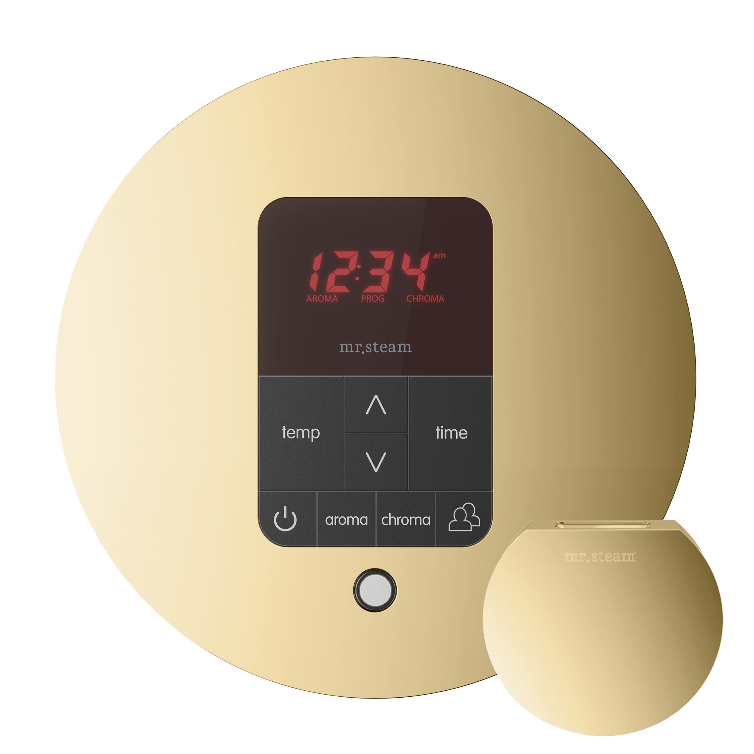 Mr Steam MSITPLUSRD-PB iTempoPlus Round Steam Shower Control in Polished Brass