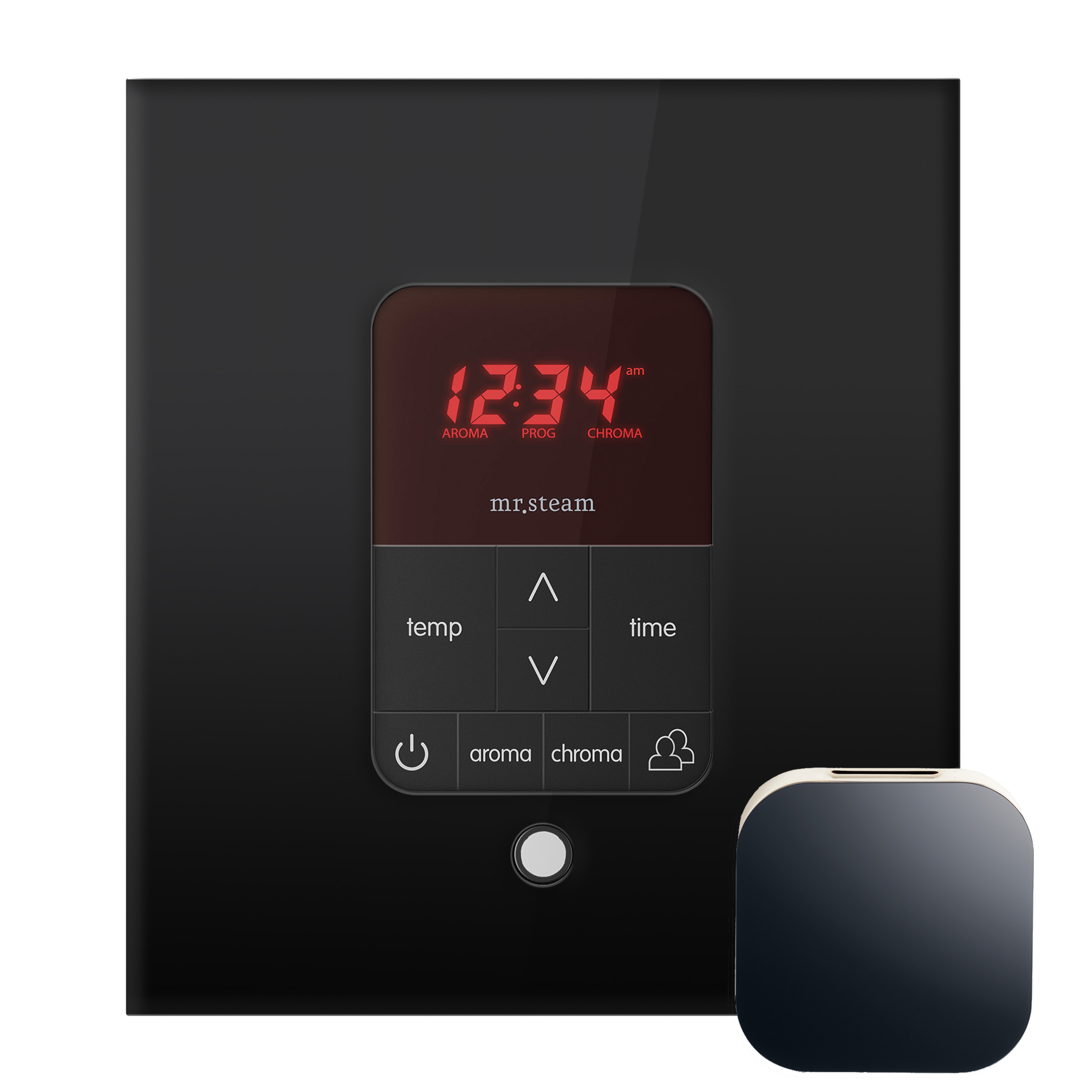 Mr Steam MSITPLUSSQ-BK iTempoPlus Square Steam Shower Control in Black with Polished Chrome Bezel