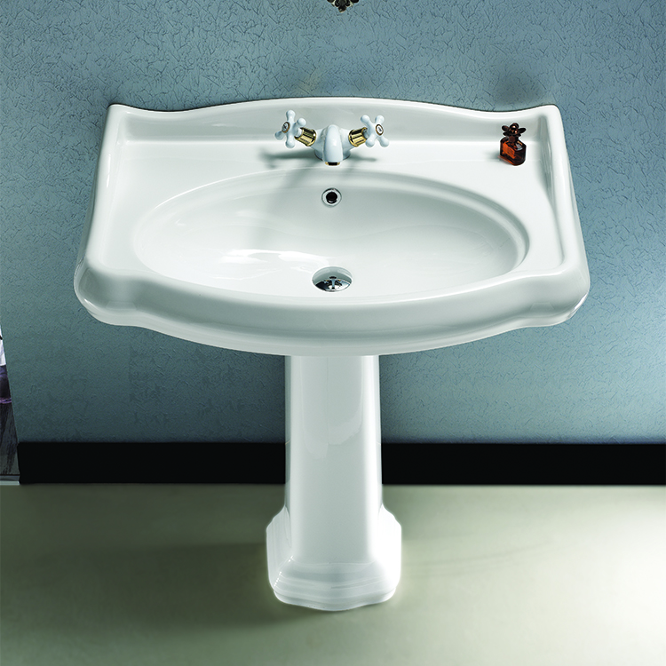 Nameeks 030300-PED-One-Hole CeraStyle Classic-Style White Ceramic Pedestal Sink - White