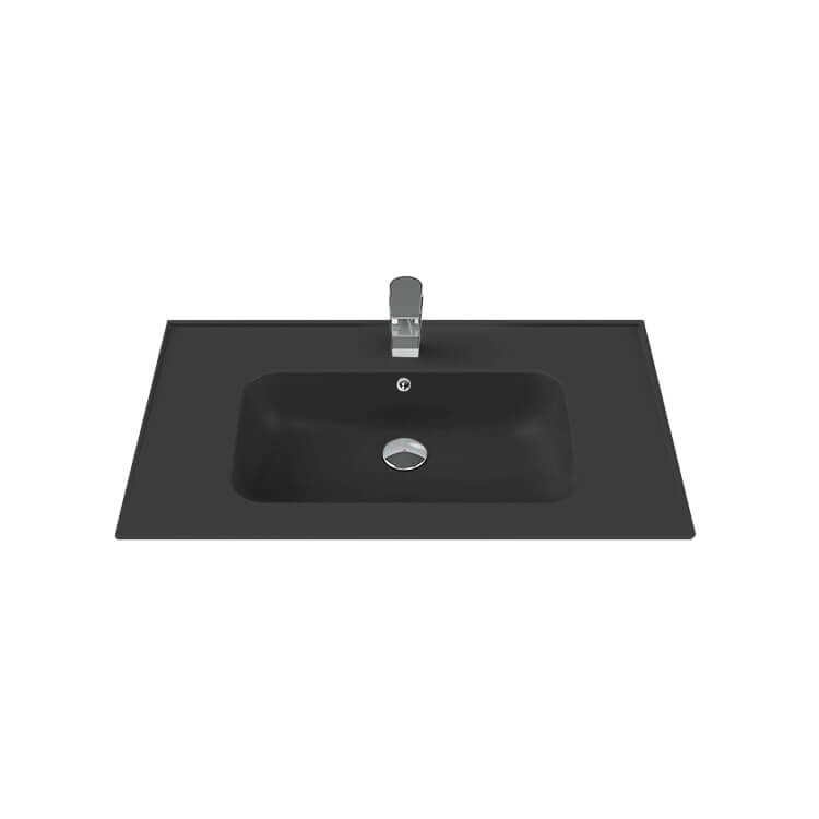 Nameeks 042307-U-97-One-Hole CeraStyle Rectangular Ceramic Wall Mounted or Drop In Sink - Matte Black