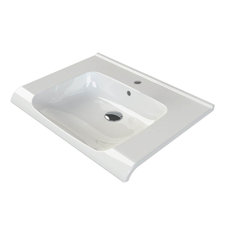 Nameeks 090600-U-One-Hole CeraStyle Anova Rectangular Wall Mounted Bathroom Sink in White - White