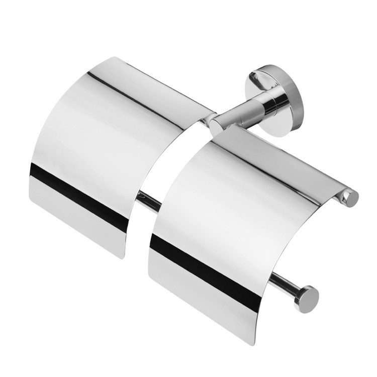 Nameeks 148 Geesa Chrome Double Toilet Roll Holder with Cover - Chrome - Click Image to Close
