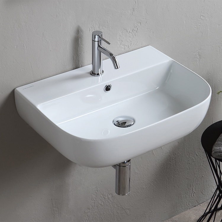 Nameeks 1811-One-Hole Scarabeo Ceramic Wall Mounted or Vessel Sink - White