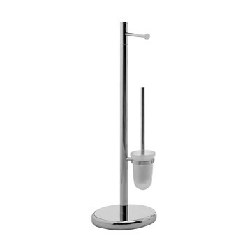 Nameeks 2732-13 Gedy Free Standing Chrome Toilet Paper Holder And Toilet Brush Holder Stand - Chrome - Click Image to Close