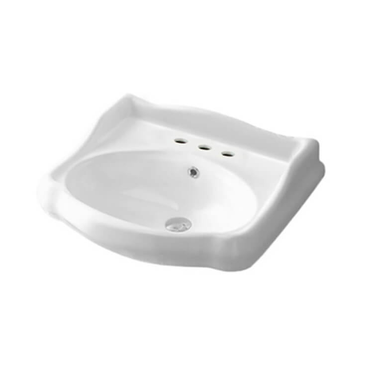 Nameeks 030200-U-Three-Hole CeraStyle Classic-Style White Ceramic Wall Mounted Sink - White