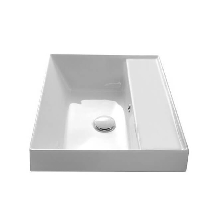 Nameeks 5108-No-Hole Scarabeo Square White Ceramic Self Rimming Sink - White