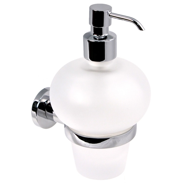 Nameeks 5181-13 Gedy Wall Mounted Frosted Glass Soap Dispenser - Chrome