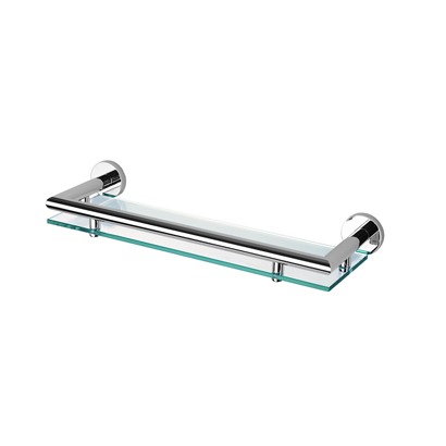 Nameeks 6501-02-35 Geesa 14 Inch Clear Glass Bathroom Shelf Holder - Chrome