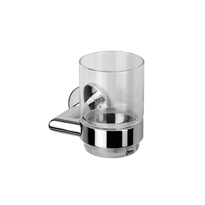 Nameeks 6502-02 Geesa Wall Mounted Glass Tumbler with Chrome Holder - Chrome - Click Image to Close