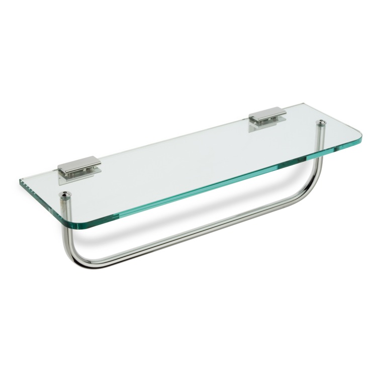 Nameeks 765 StilHaus Clear Glass Bathroom Shelf with Towel Bar - Chrome