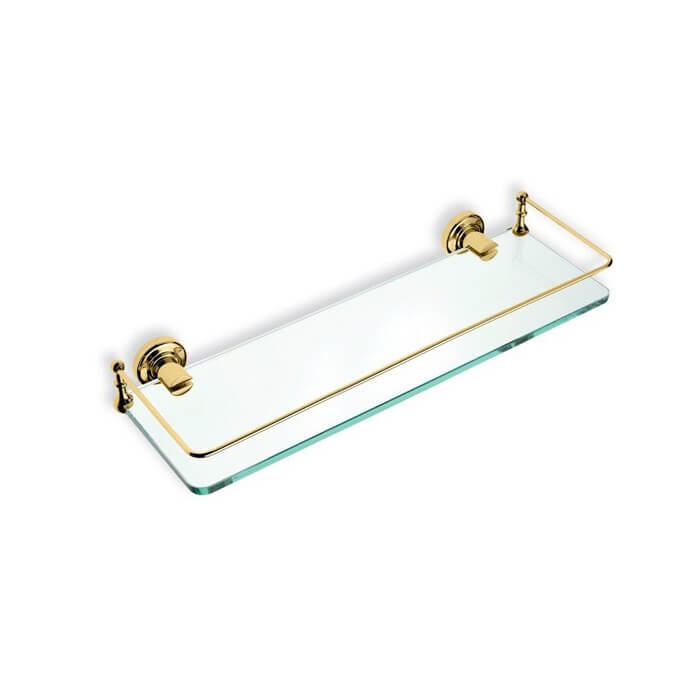 Nameeks 766-16 StilHaus Gold Clear Glass Bathroom Shelf - Gold - Click Image to Close